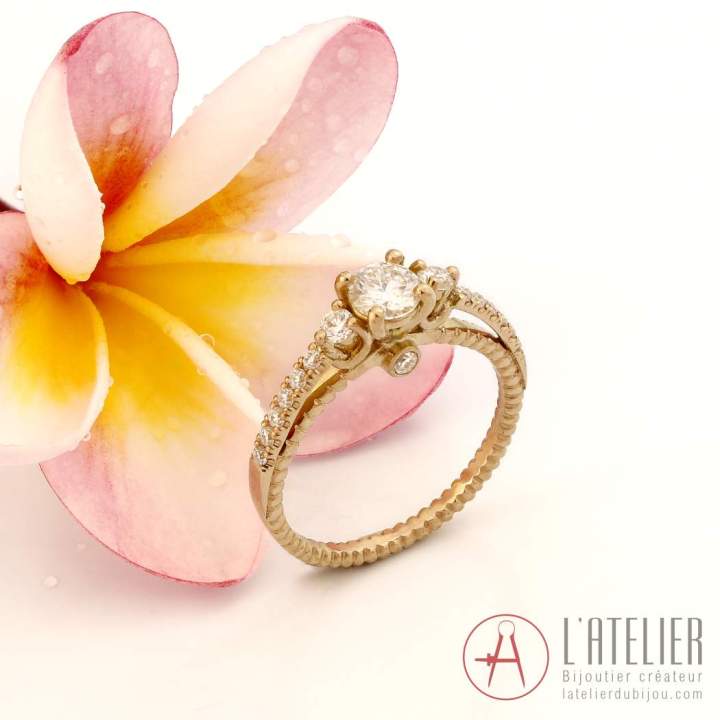bague de fiançailles solitaire accompagné