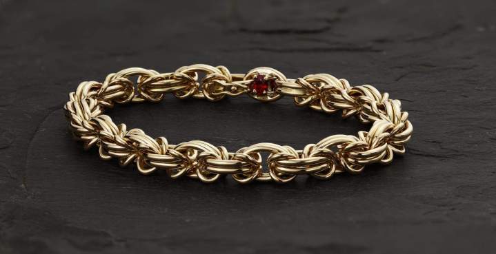 bracelet or jaune et rubis