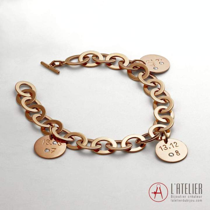bracelet aux pampilles or rose et diamants