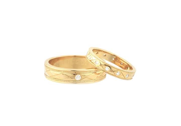 Paire d'alliances en or jaune Bijoux de création